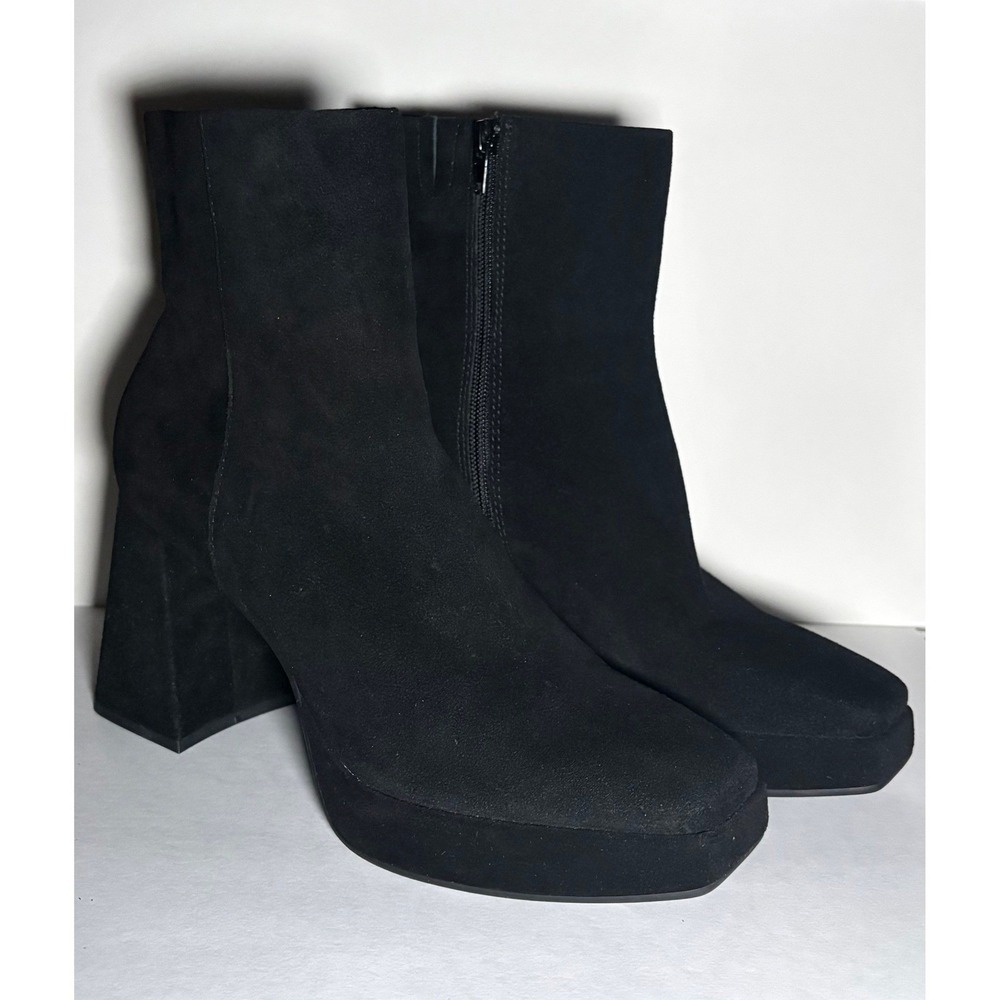 Dolce Vita Womens Gracey Platform Bootie Black Suede Square Toe Size 8.5 - Picture 2 of 8